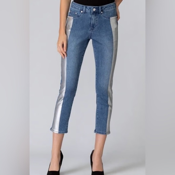 Joseph Ribkoff Denim - Joseph Ribkoff Silver Accent Jeans Size 12 Waist 17”-19” Inseam 25.5” EUC